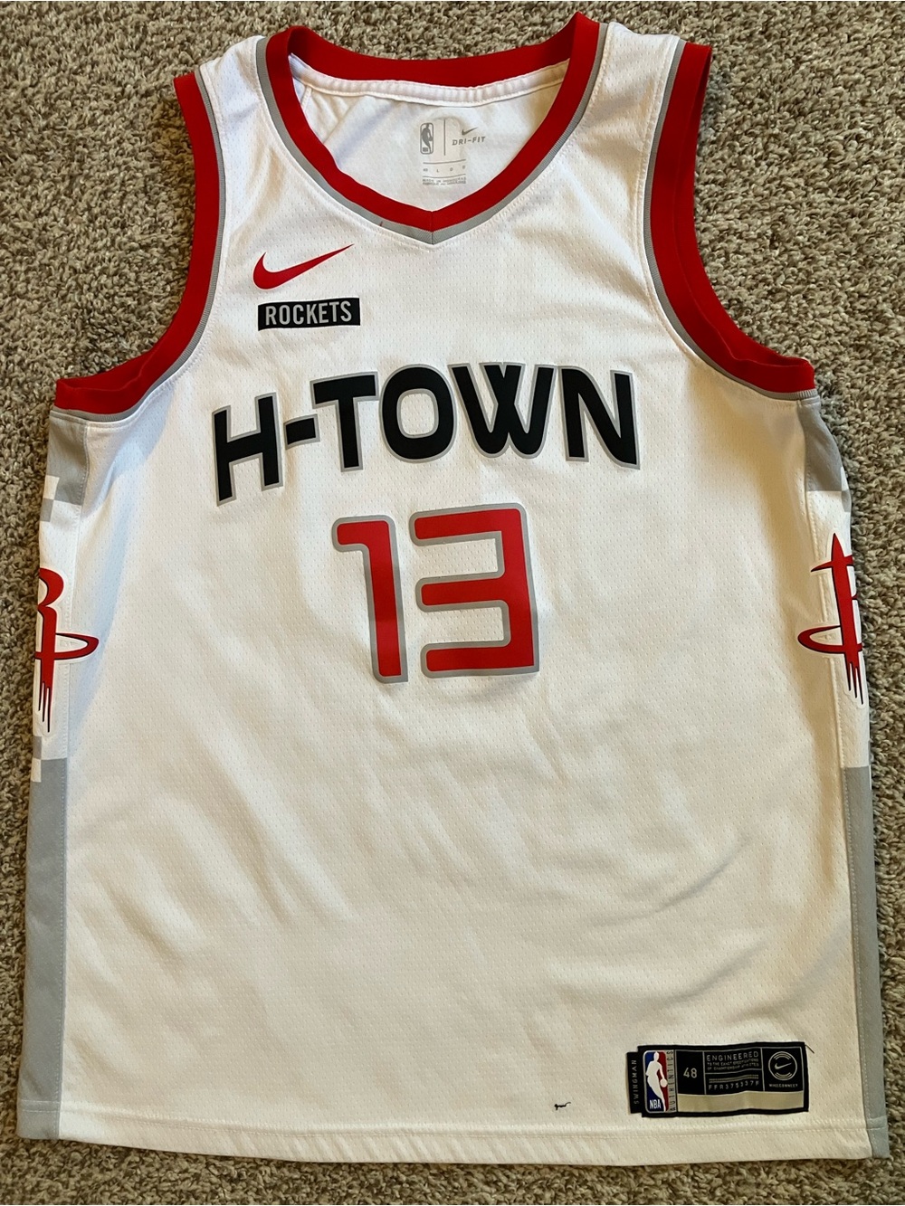 James Harden Houston Rockets Nike 2019-20 City H-Town Jersey White 48 Sz Large
